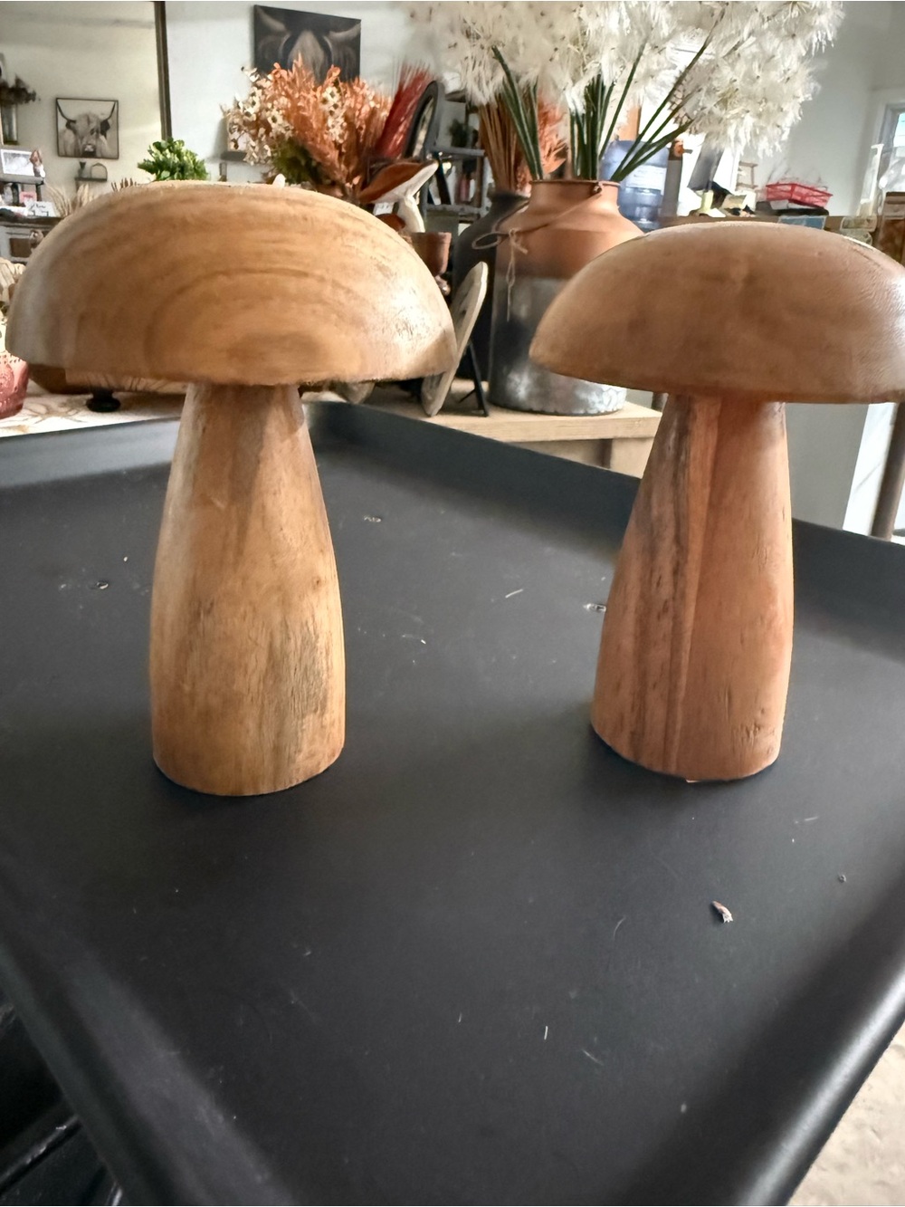 New Set of 2/ wood mushrooms